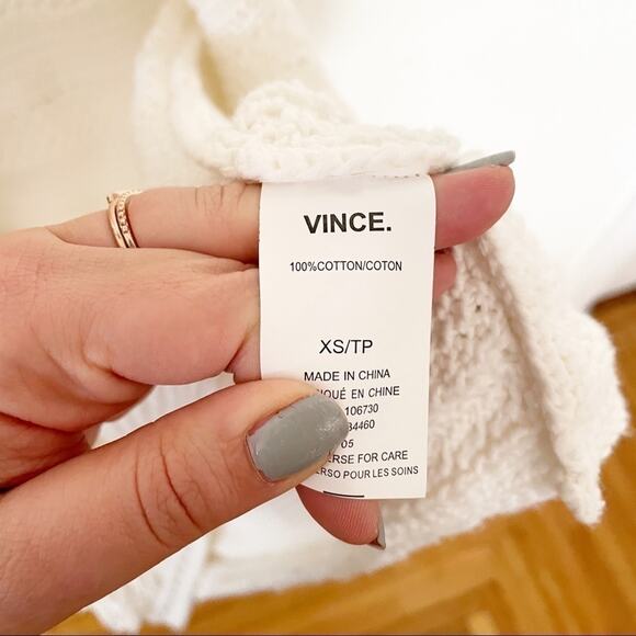 Vince White Cotton Fringe Boho Cable-Knit Sweater Vest Size X-Small - Picture 6 of 8